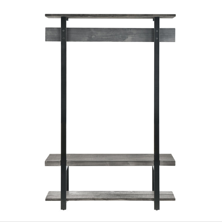 Union Rustic Knorr Pine Solid Wood Hall Tree with Bench and Shoe